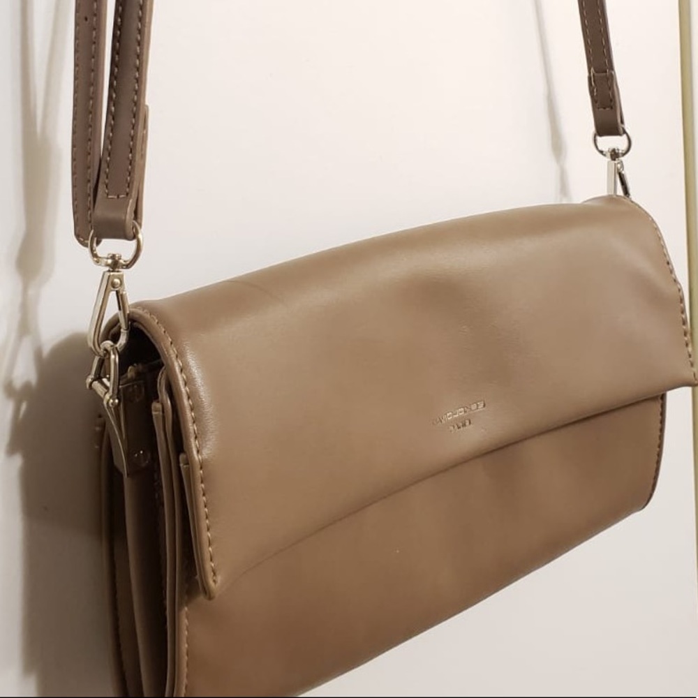 David Jones Nude Leather Crossbody Bag